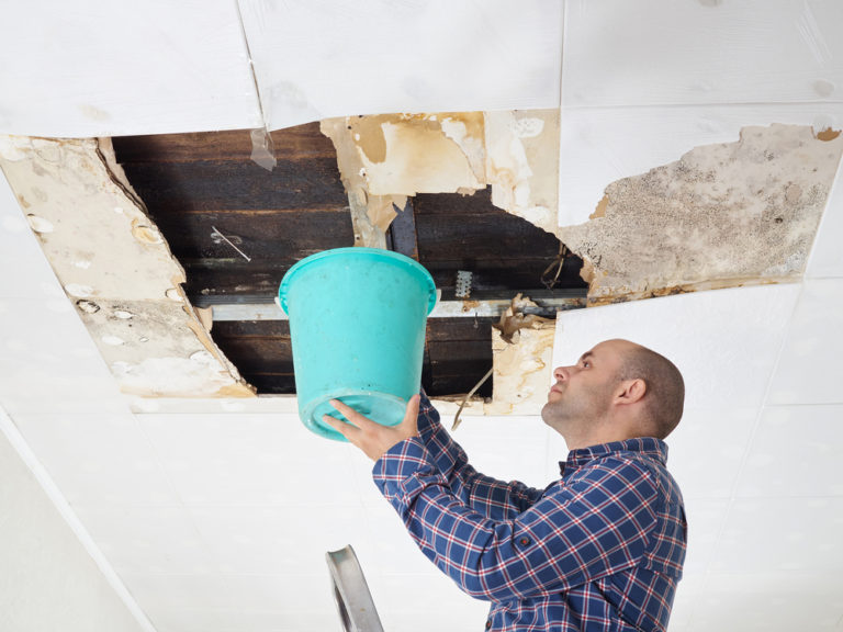 commercial water damage in office ceiling
