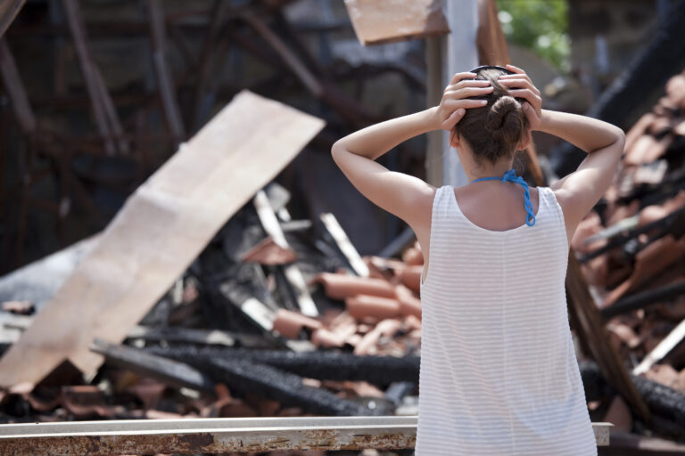 after a wildfire damage to house, property damage from fire